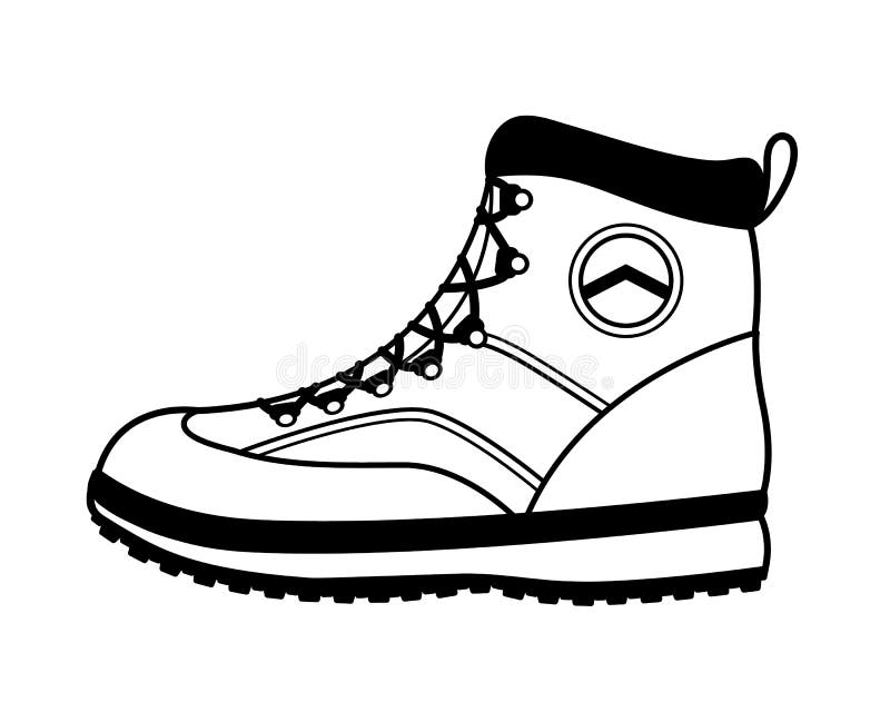 Vector hiking boot icon in black and white