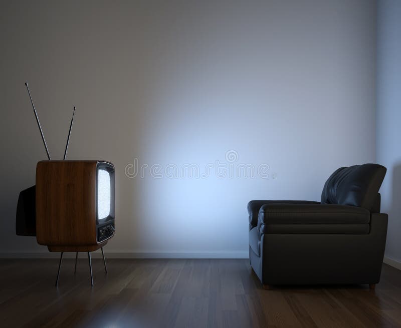 Side view of tv and couch royalty free illustration