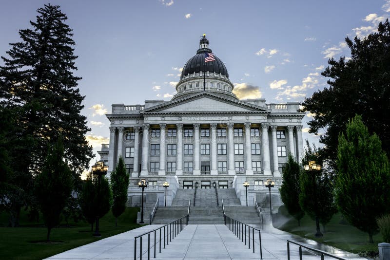 Utah State Capital Building With View Of The City Stock Photo Image