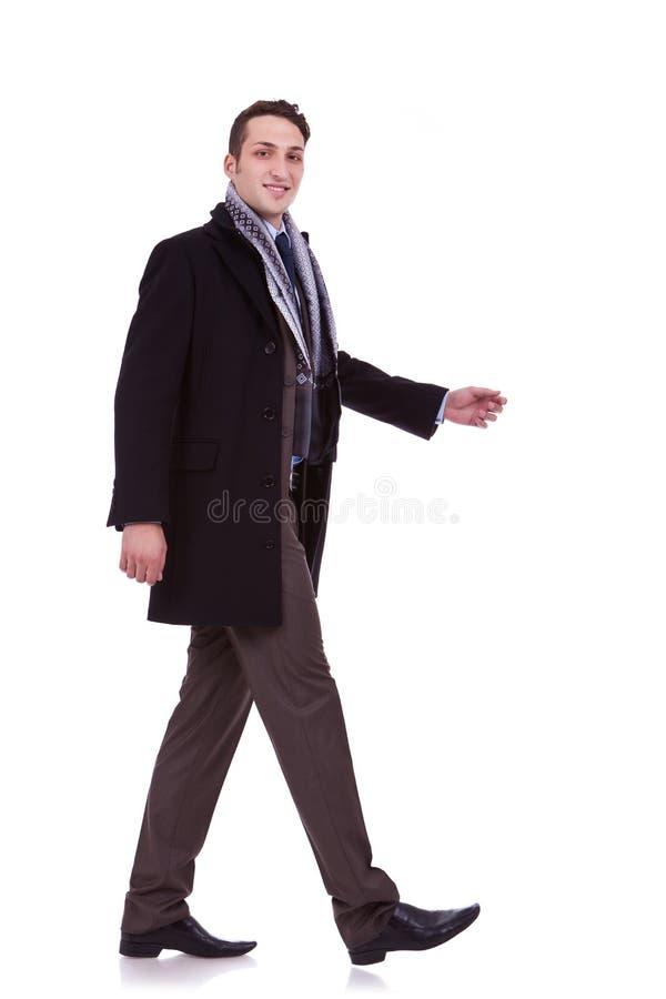 Side View Of A Walking Business Man Stock Image Image Of Alone