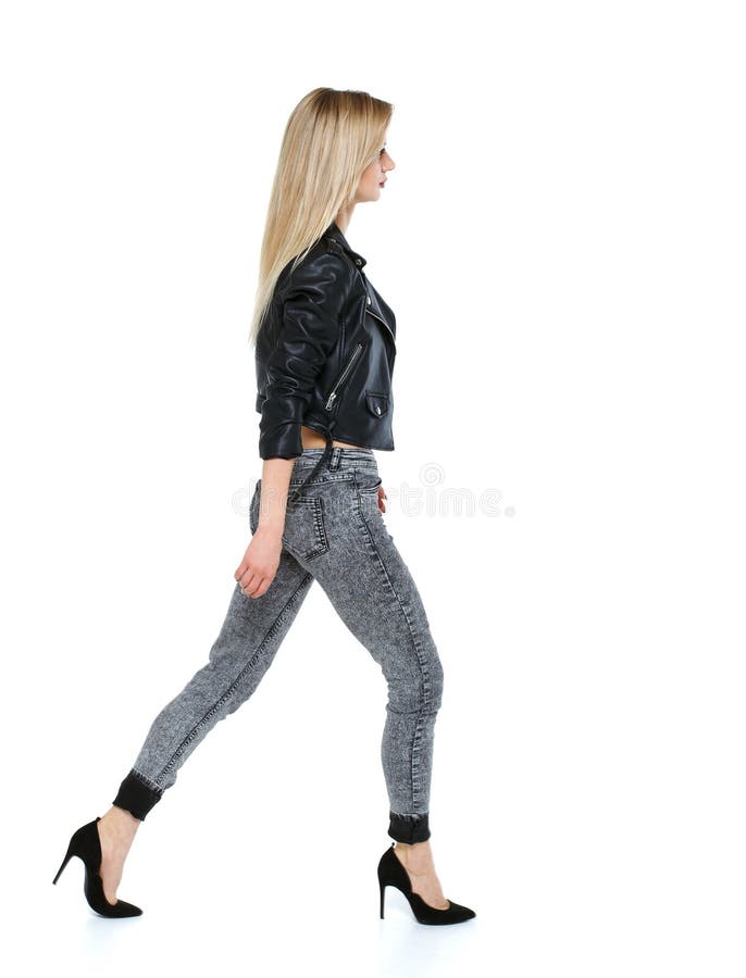 Side View Of Walking Woman. Stock Photo - Image of female, adult: 118131304