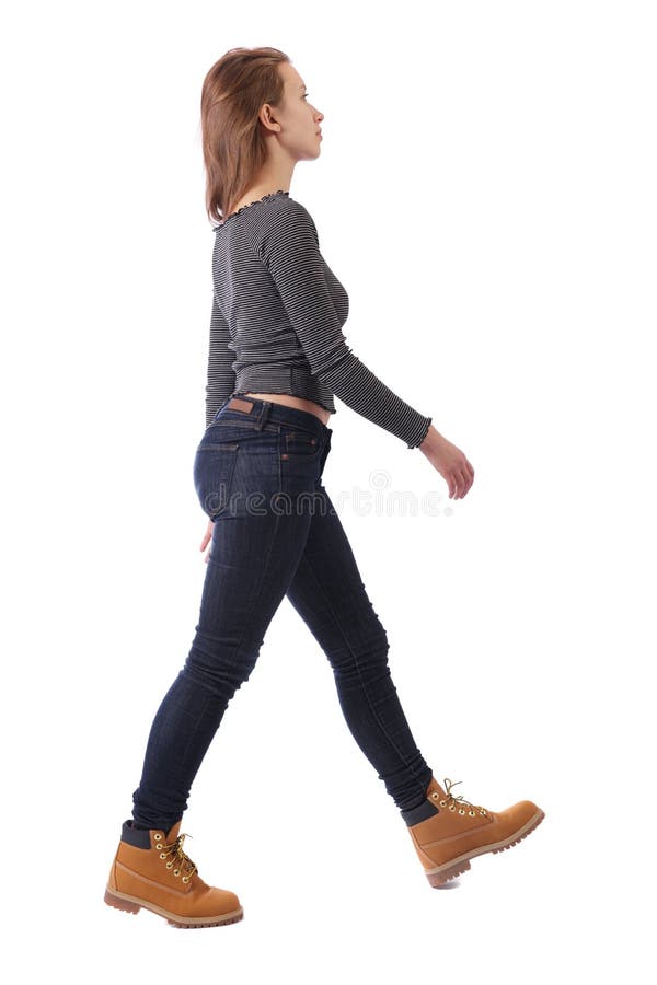 Side view of walking woman