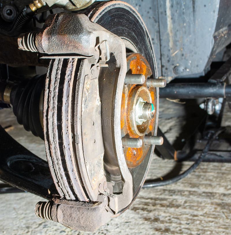Worn Disk Brake Pads and Rotor Stock Image Image of break