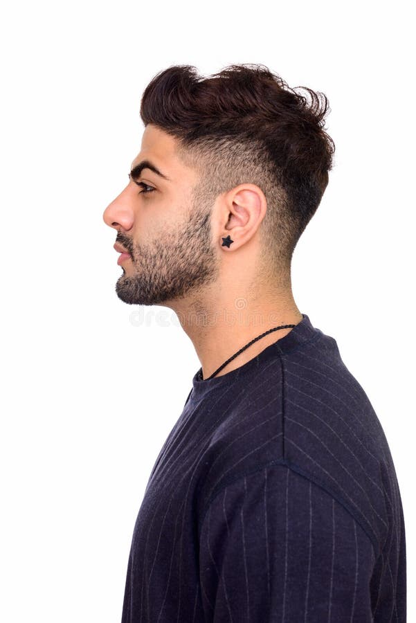 Side View of Young Handsome Indian Man Isolated Against White Ba Stock  Image - Image of white, studio: 124756295