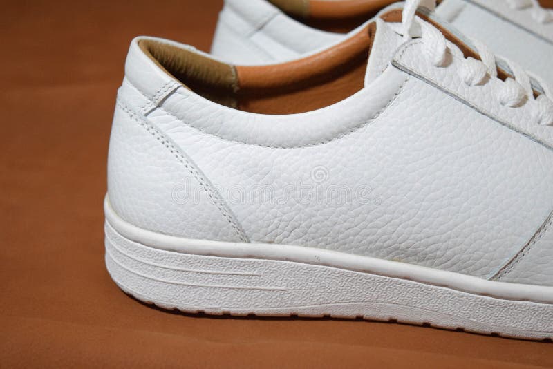 White Sneakers with Texture Leather Stock Photo - Image of elegant ...