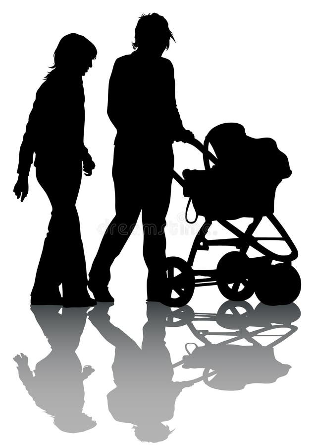 Sidecar della famiglia a camminare illustrazione di stock