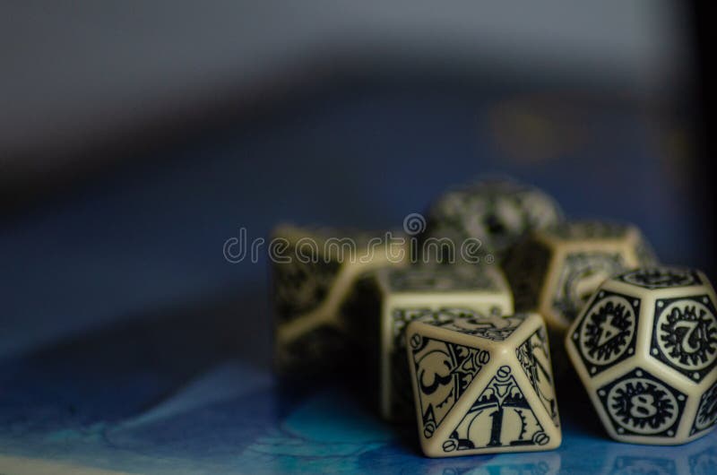 Dice for role-playing. Selective focus. royalty free stock photo