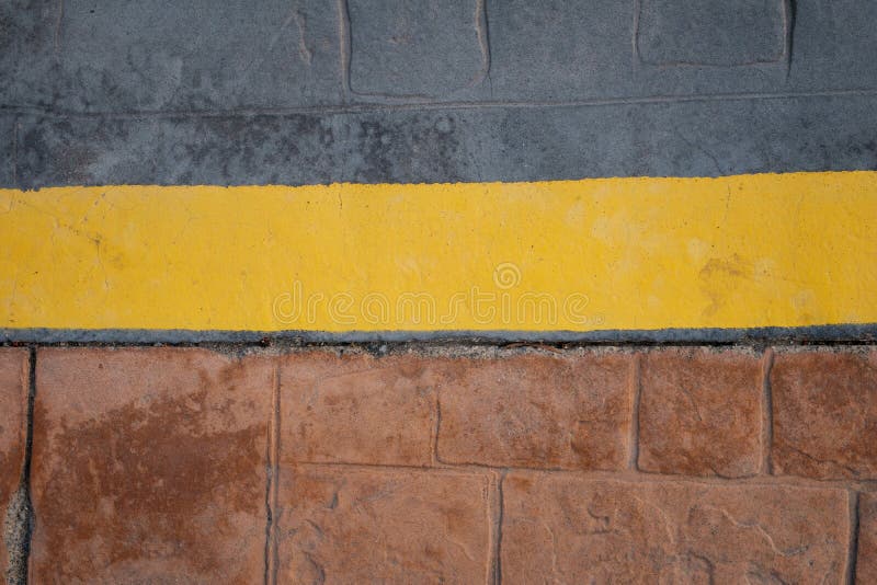 Sidewalk Border Yellow Line on Road, Abstract Background Stock Image