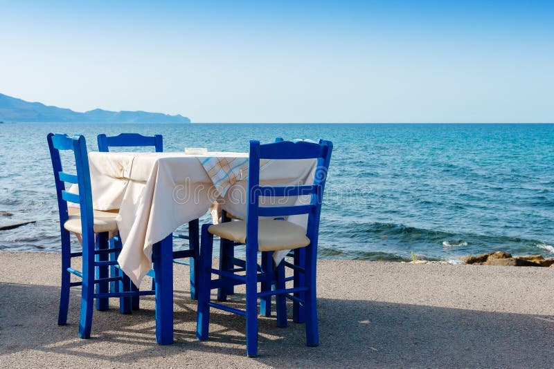 Sidewalk cafe in Kissamos. Crete, Greece