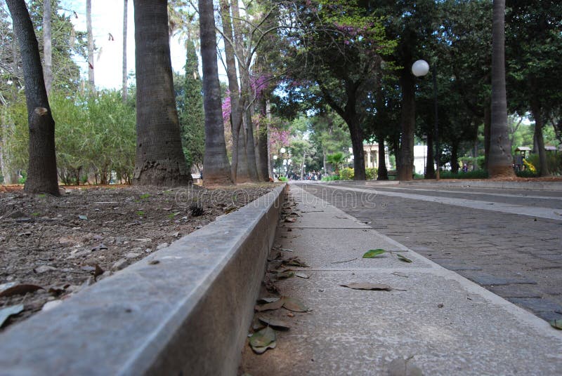 Sidewalk of a park path