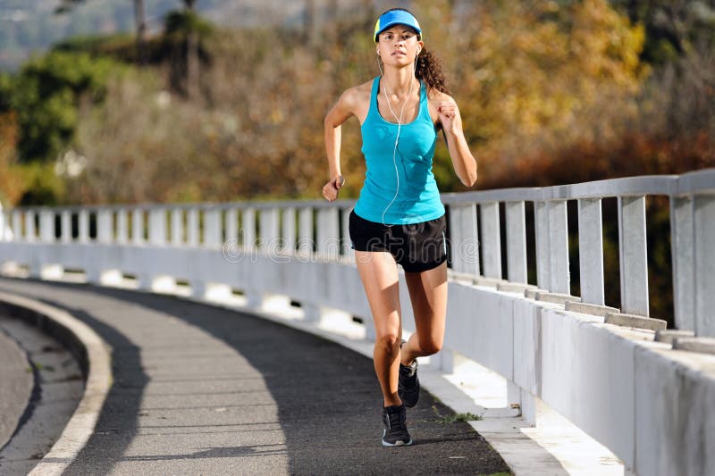 Sidewalk running woman