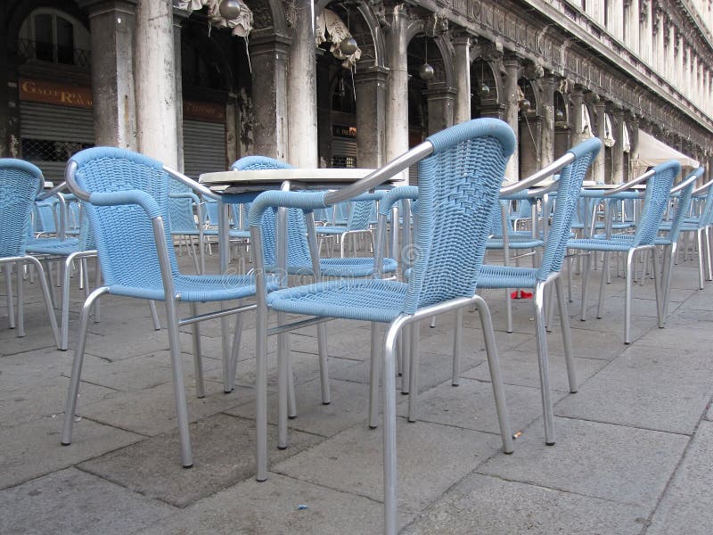 Sidewalk seating in Venice stock photo. Image of square 11169276