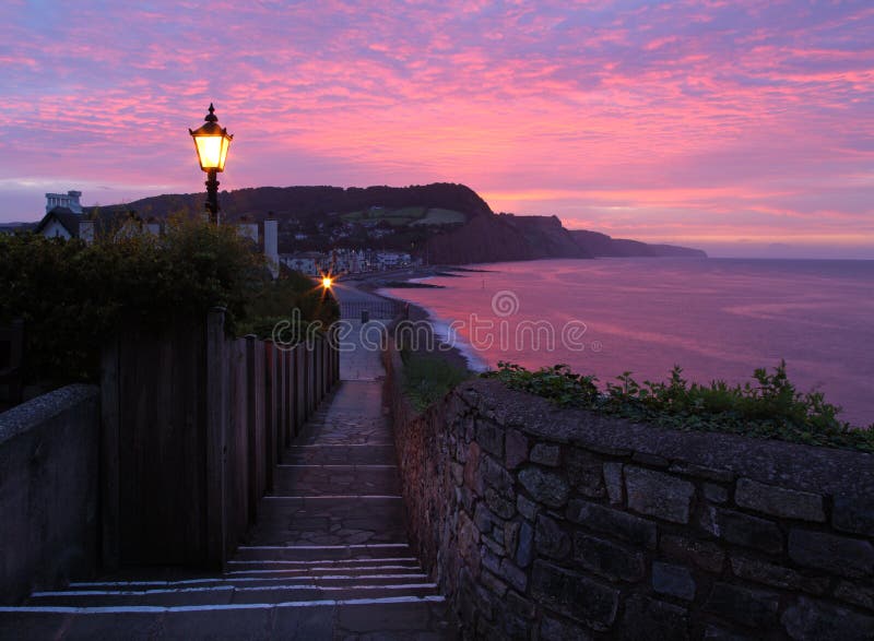 Sidmouth sunset stock photo. Image of pink, regency, wall 10703842