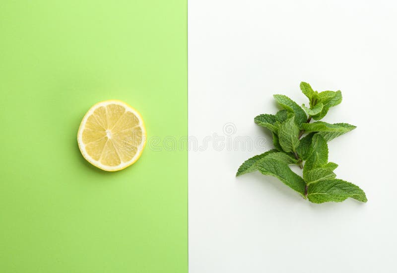 Sidor och citrusfrukt för ny mintkaramell royaltyfri foto Sidor och citrusfrukt för ny mintkaramell royaltyfri foto