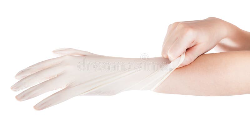 Sidosikten av handen drar latexhandsken förestående arkivbilder Sidosikten av handen drar latexhandsken förestående arkivbilder