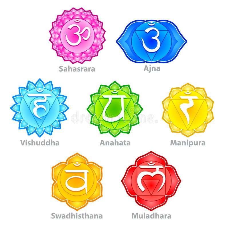 Siedem chakras ikon wektoru set ilustracja wektor Siedem chakras ikon wektoru set ilustracja wektor