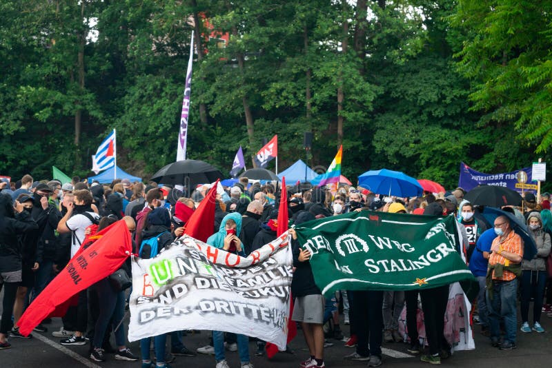 Young students protest against the right politic and the radicalism party `Der 3. Weg` stock photos Young students protest against the right politic and the radicalism party `Der 3. Weg` stock photos