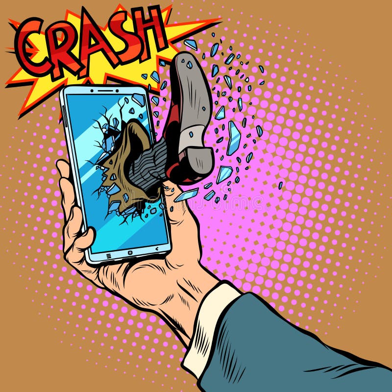 Siekać telefon, pojęcie Noga łama smartphone ekran ilustracja wektor Siekać telefon, pojęcie Noga łama smartphone ekran ilustracja wektor