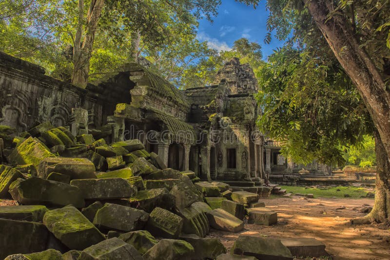 Ta Prohm, part of Khmer temple complex, Asia. Siem Reap, Cambodia