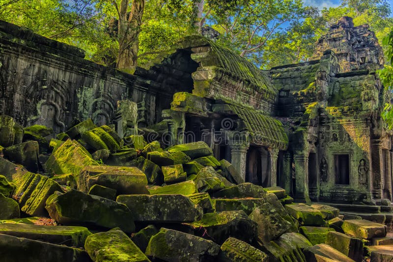 Ta Prohm, part of Khmer temple complex, Asia. Siem Reap, Cambodia