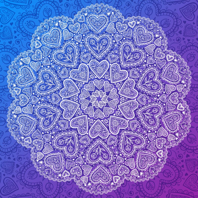 Sier rond hartenpatroon in Indische stijl vector illustratie Sier rond hartenpatroon in Indische stijl vector illustratie