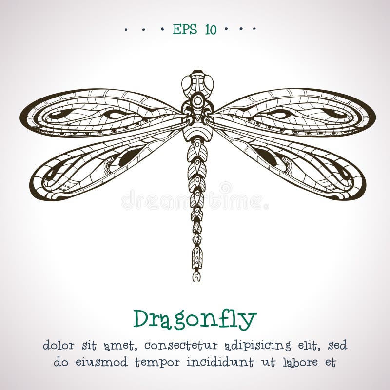 Design elements. Ornamental hand drawn vintage vector Dragonfly. Design elements. Ornamental hand drawn vintage vector Dragonfly.