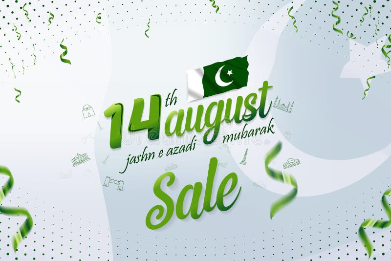 14 Sierpień Jashn-e-azadi Mubarak Pakistan dnia niepodległości sprzedaży sztandar ilustracja wektor 14 Sierpień Jashn-e-azadi Mubarak Pakistan dnia niepodległości sprzedaży sztandar ilustracja wektor