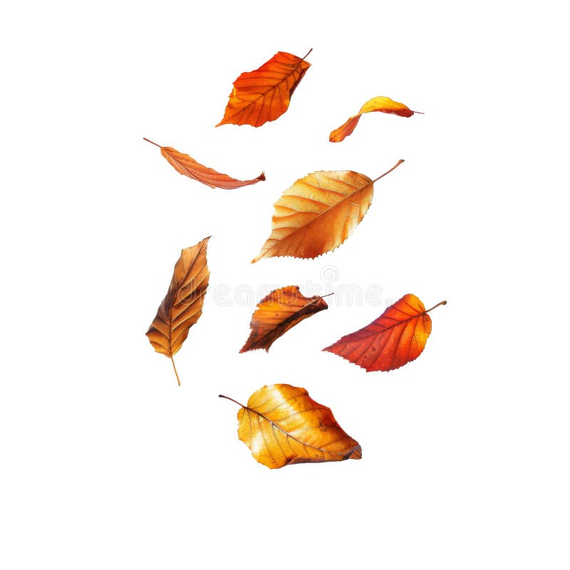 Siete hojas de otoño en caída stock de ilustración