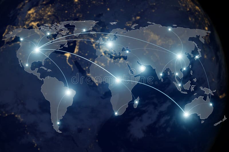 Sieć związku partnerstwo i światowa mapa royalty ilustracja
