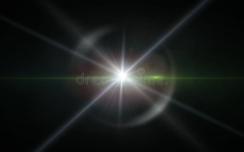 Siffralinssignalljus med ljust ljus i svart bakgrund som används för textur och material Lens signalljus eller stjärnasignalljus