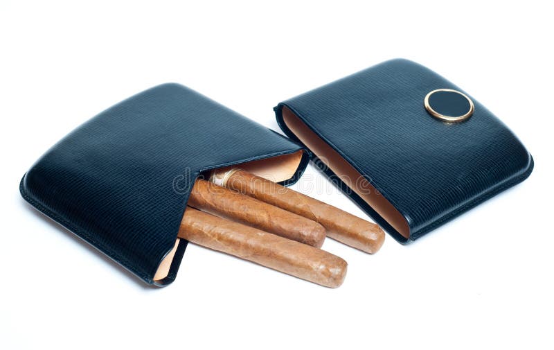 Cigars on luxury leather case. Cigars on luxury leather case