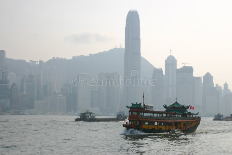A Sightseeing Ship at the Victoria Harbour, Hong Kong Editorial Stock