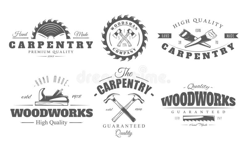 Sigla carpentry izolată pe fond alb royalty free illustration