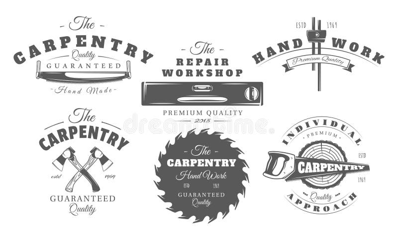 Sigla carpentry izolată pe fond alb royalty free illustration