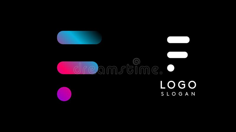 Sigla cibernetică futuristă minimalistă prin litere geometrice minime F, cu pictogramă aldine rotunjită, pentru evenimentul EDM de stock illustration