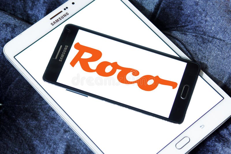 Sigla companiei Roco model pentru echipamente feroviare stock photo