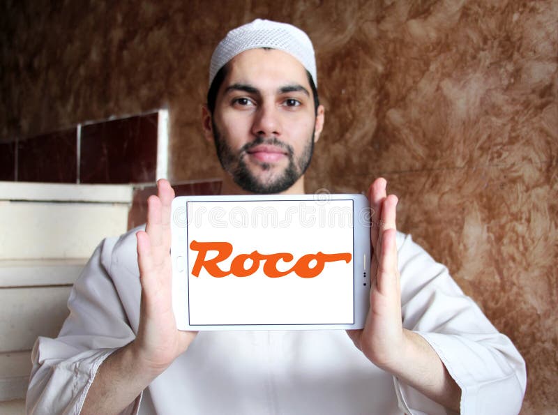 Sigla companiei Roco model pentru echipamente feroviare stock photos