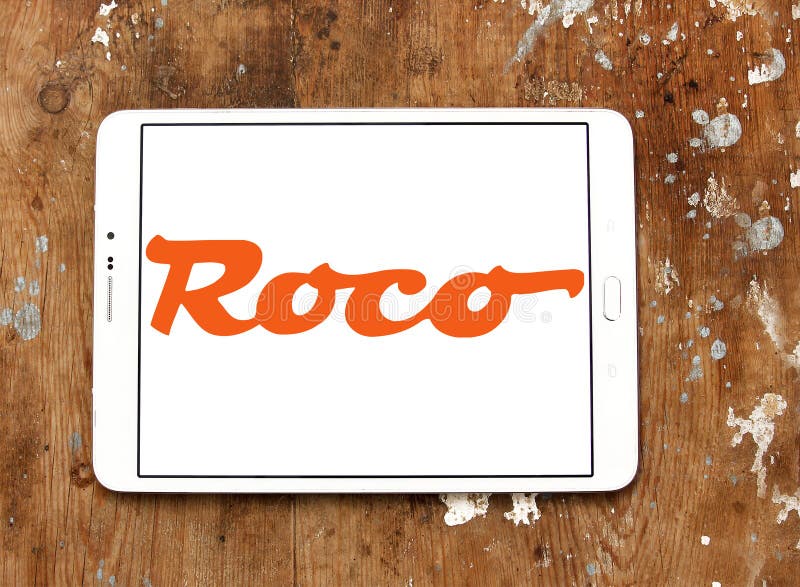 Sigla companiei Roco model pentru echipamente feroviare stock photo