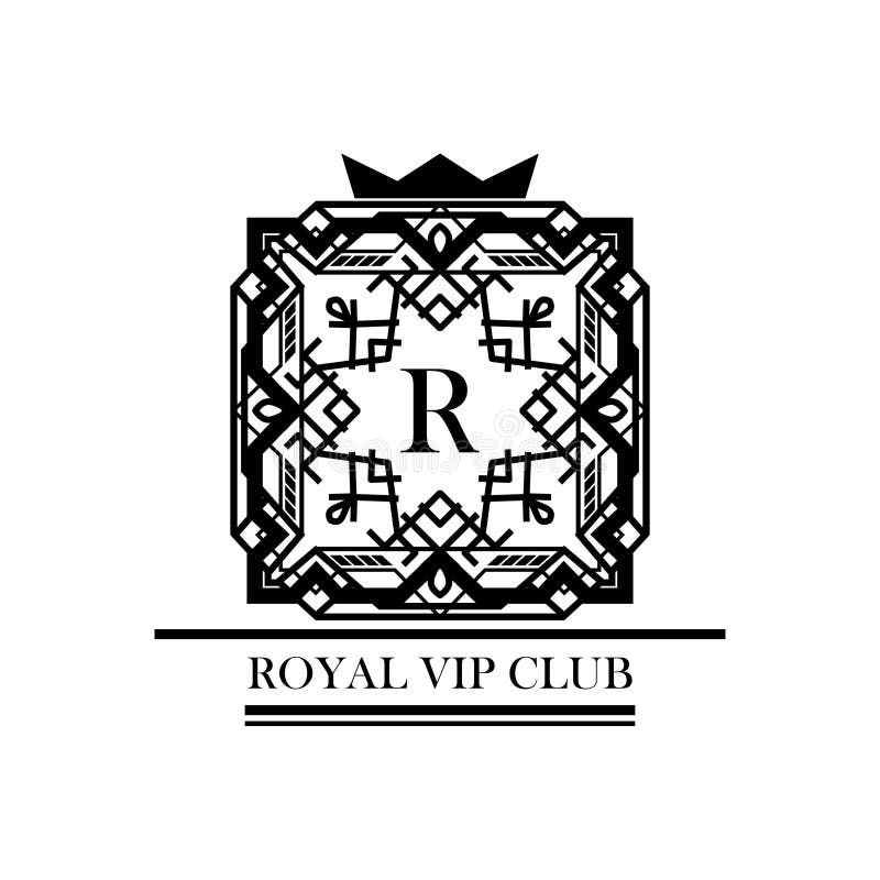 Sigla de recoltă sau monograma în art deco. cadru de stil retro și design de etichetă. ornament liniar monocrom alb-negru vector illustration