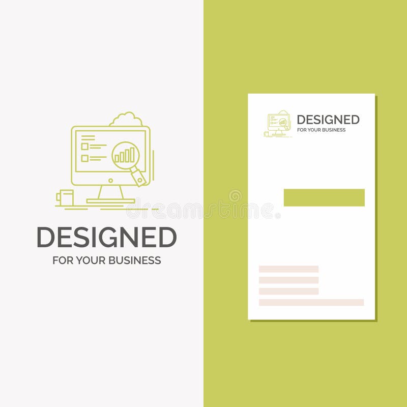 Sigla firmei pentru statistici privind notebook-urile pentru prezentare în cadrul plăcii analitice. șablon card de vizită verde vertical pentru firmă. ilustrare vectorială de fundal creativă. fundal șablon abstract eps10
