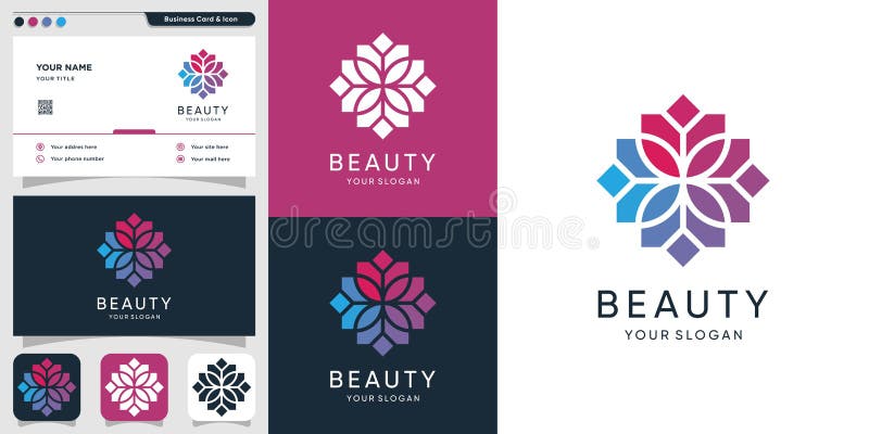 Sigla florei colorate și designul cărții de vizită spa beauty health woman icon premium vector vector illustration