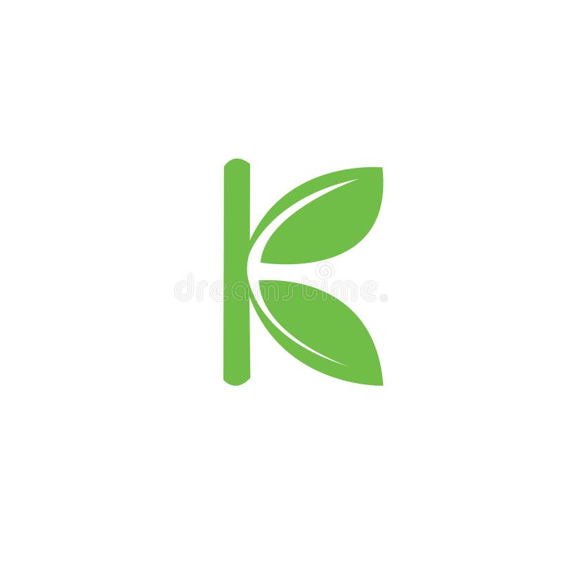 Sigla literei k: design unic creativ ilustrativ pentru vectorul frunzei verzi royalty free illustration