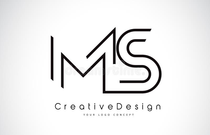 Sigla MS S Letter Design în culori negre. vector illustration