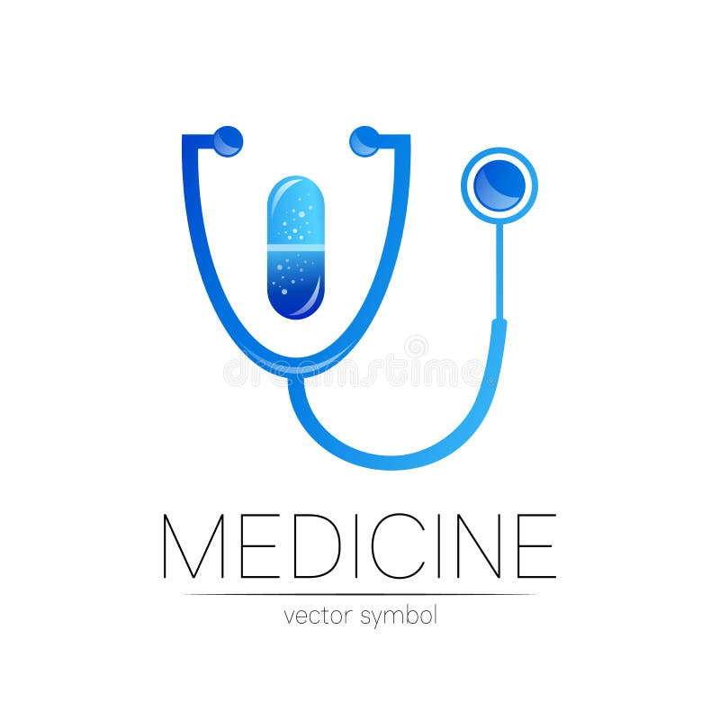 Sigla vectorului stetoscopului în culoarea albastră. simbolul medical al spitalului medical și al diagnosticului. concept modern vector illustration