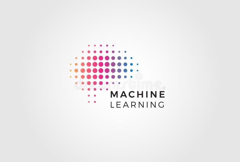 Siglă pentru învățare automată. emblema datelor digitale futuriste. pictogramă inteligență artificială. semn inovație științifică. stock illustration