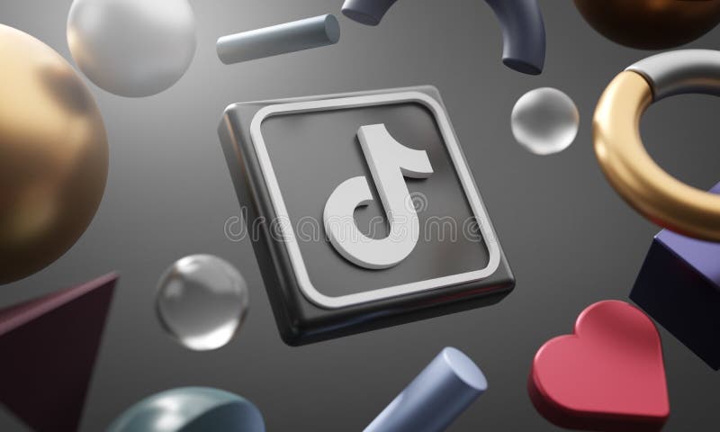 Siglă tiktok în jurul 3d, făcând fundalul formei abstracte royalty free illustration