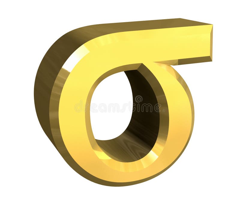 Sigma symbol in gold (3d)