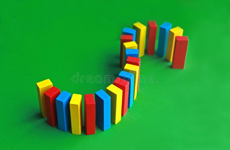 Sigmoid serpent built with colorful toy blocks stock image