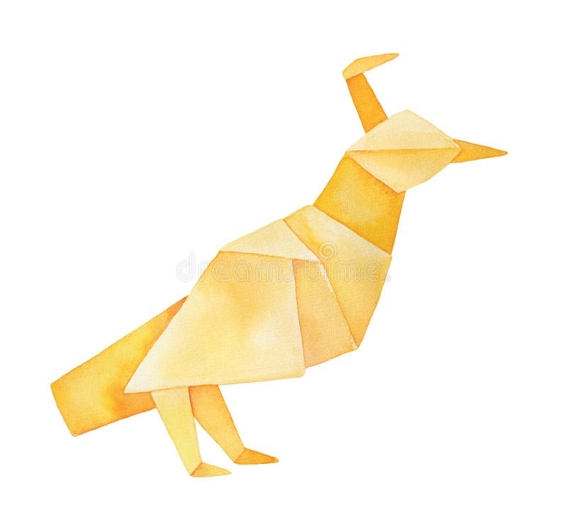 Watercolour sketch of Origami Quail bird.