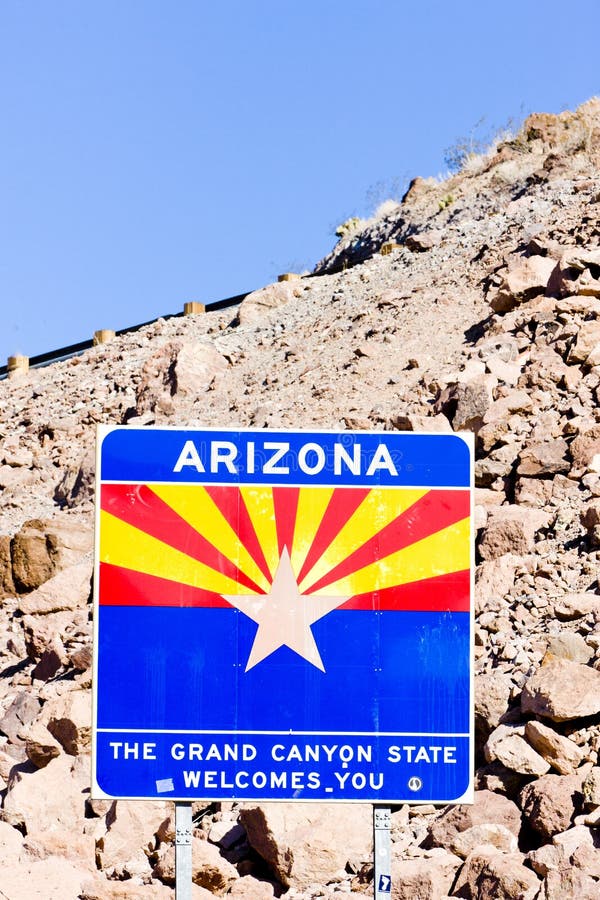 Sign on the Arizona border, USA royalty free stock images